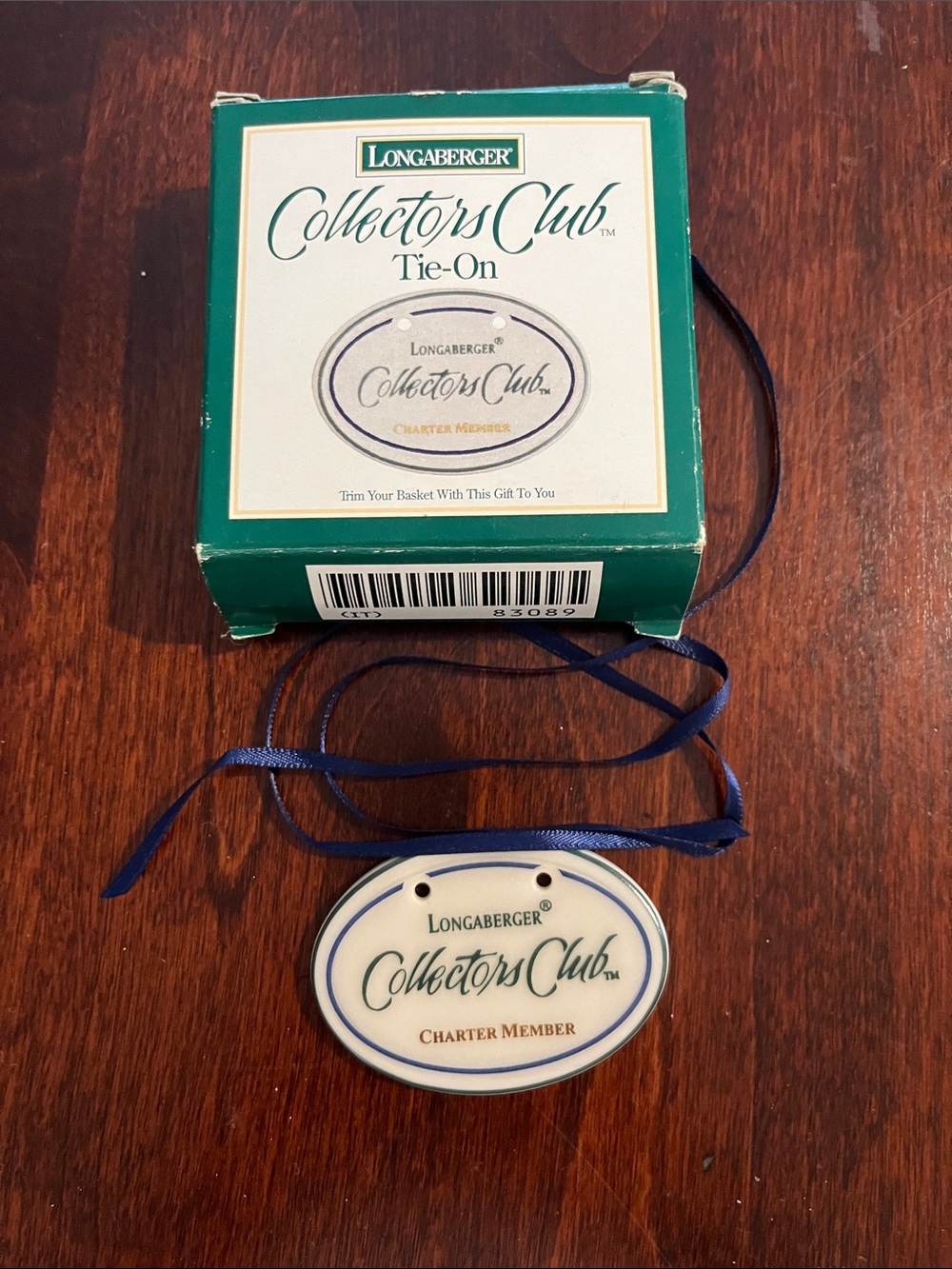Longaberger White and Navy Collectors Club Tie-On Ornament